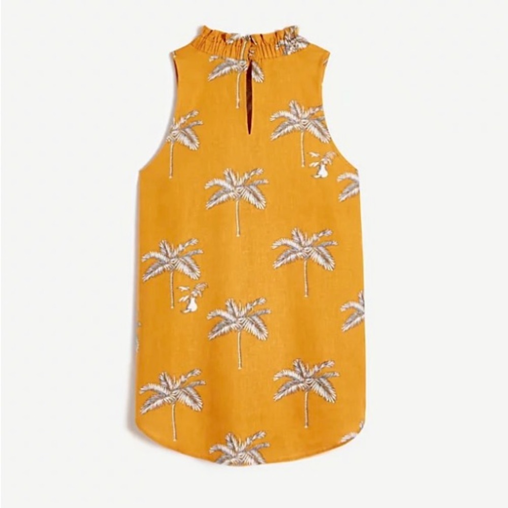Ann Taylor Palm Tree Ruffle Collar Shell Size Large Petite - Picture 13 of 13